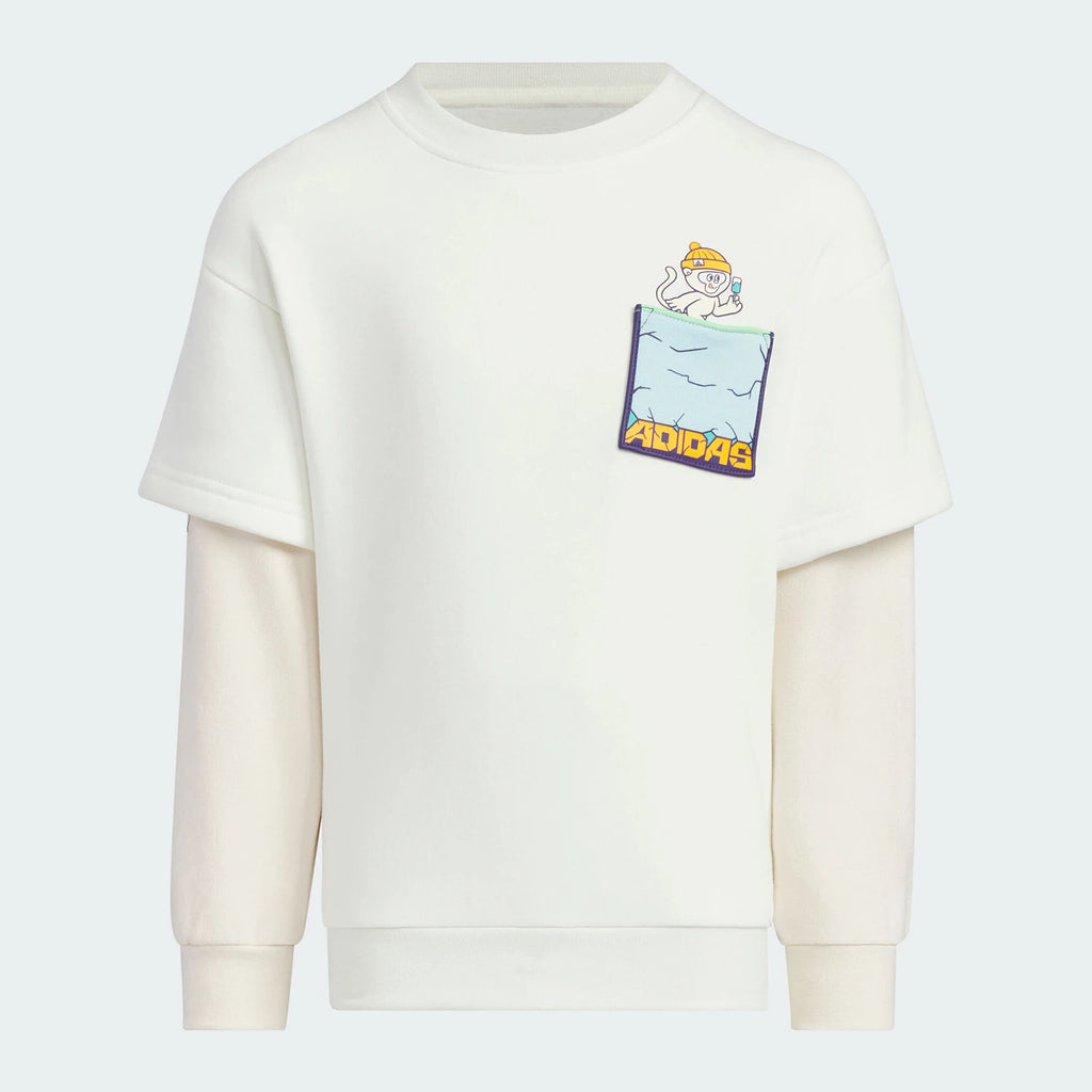 Adidas Official Genuine LK KN CREW Kids' Simple Loose Casual Sweatshirt JJ4957