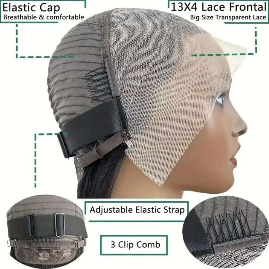 13x4 Pixie Cut Transparent Lace Wig for Women 6 inch human hair Brazilian Remy Hair Wavy Short Bob Style wig  Natural Look Wig