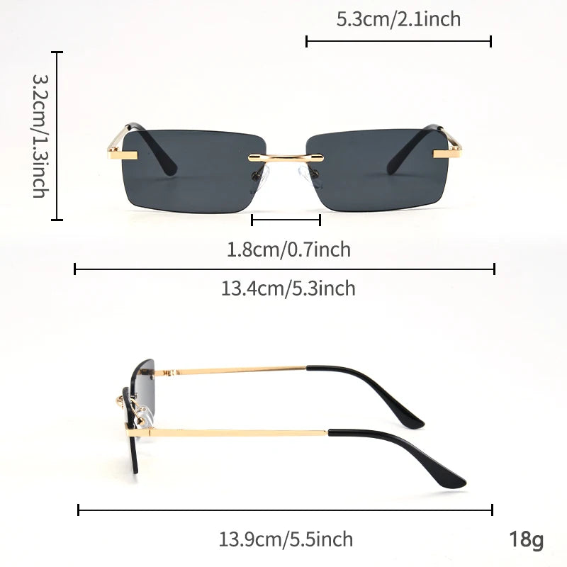 1Pc Men's Fashion Glasses New Metal Frameless Elegant Retro Versatile Trendy Suitable for Daily Use Vacation Outdoor Sun Protect