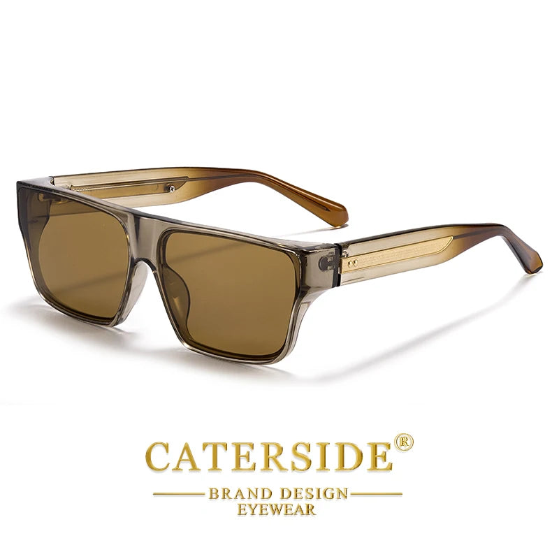 CATERSIDE Square Men's Sunglasses Luxurious Gold Temple Decoration Sun Glasses Fashion Women's Outdoor Travel Eyewear UV400
