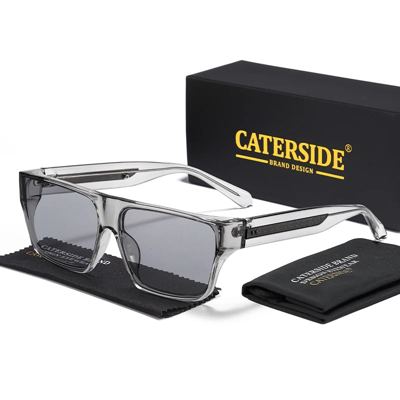 CATERSIDE Square Men's Sunglasses Luxurious Gold Temple Decoration Sun Glasses Fashion Women's Outdoor Travel Eyewear UV400