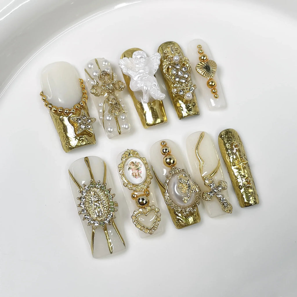 10Pcs Pink Simple Coffin Press on Nails Handmade French Ballet Mid-length Fake Nail Artificial Acrylic Fashion Wearable Nail Art