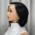 Brown Black Human Hair Wig 13x4 Lace Front Pixie Cut with Pre-Plucked Hairline Baby Hair 180%