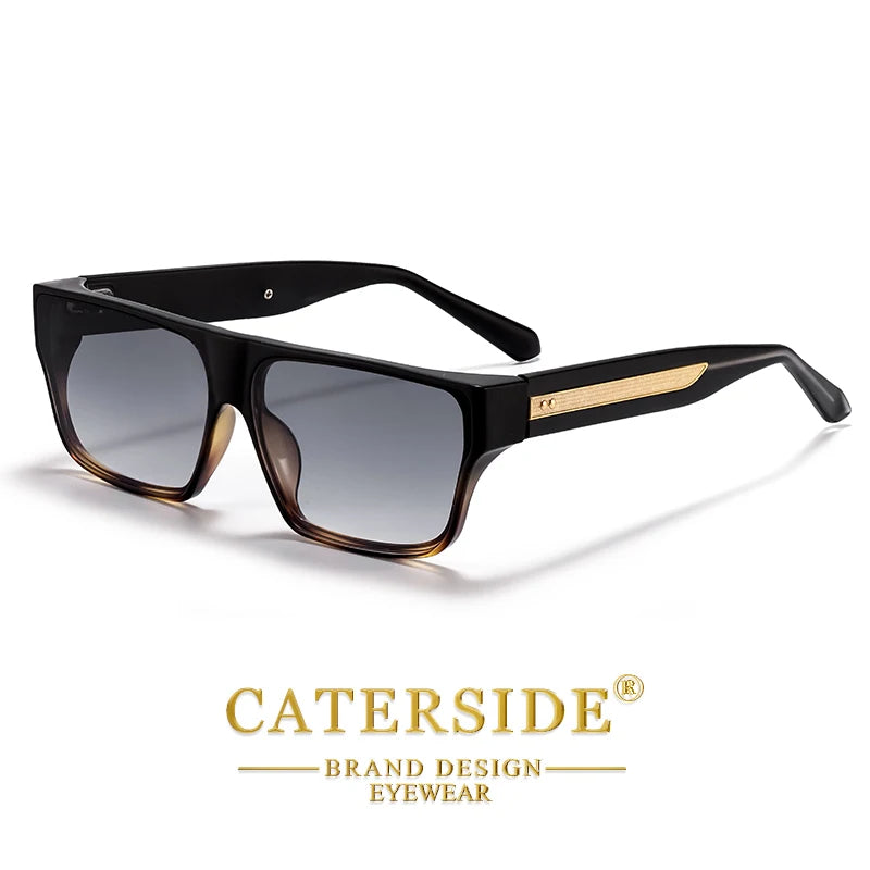 CATERSIDE Square Men's Sunglasses Luxurious Gold Temple Decoration Sun Glasses Fashion Women's Outdoor Travel Eyewear UV400