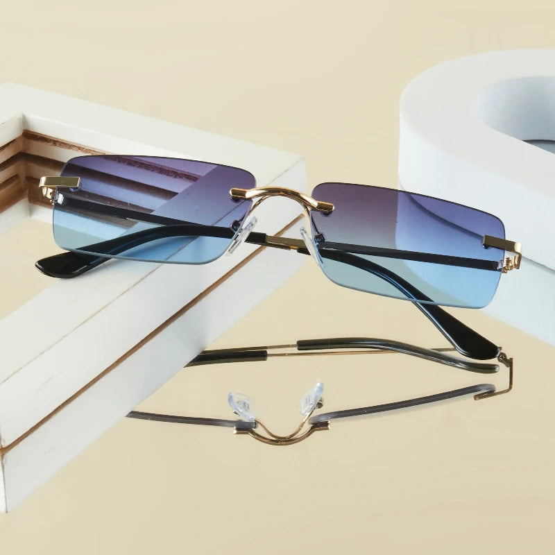 1Pc Men's Fashion Glasses New Metal Frameless Elegant Retro Versatile Trendy Suitable for Daily Use Vacation Outdoor Sun Protect