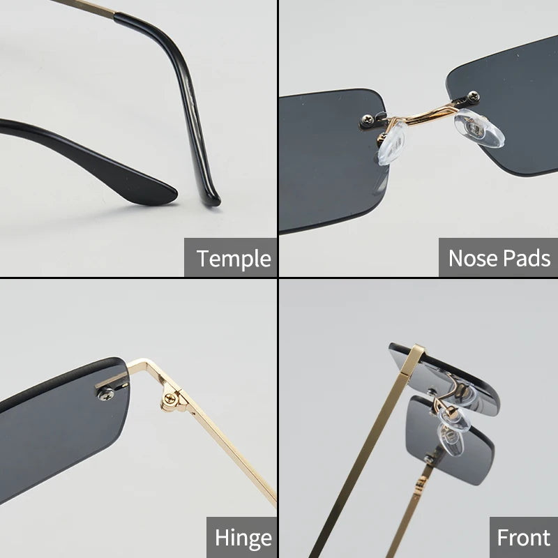 1Pc Men's Fashion Glasses New Metal Frameless Elegant Retro Versatile Trendy Suitable for Daily Use Vacation Outdoor Sun Protect