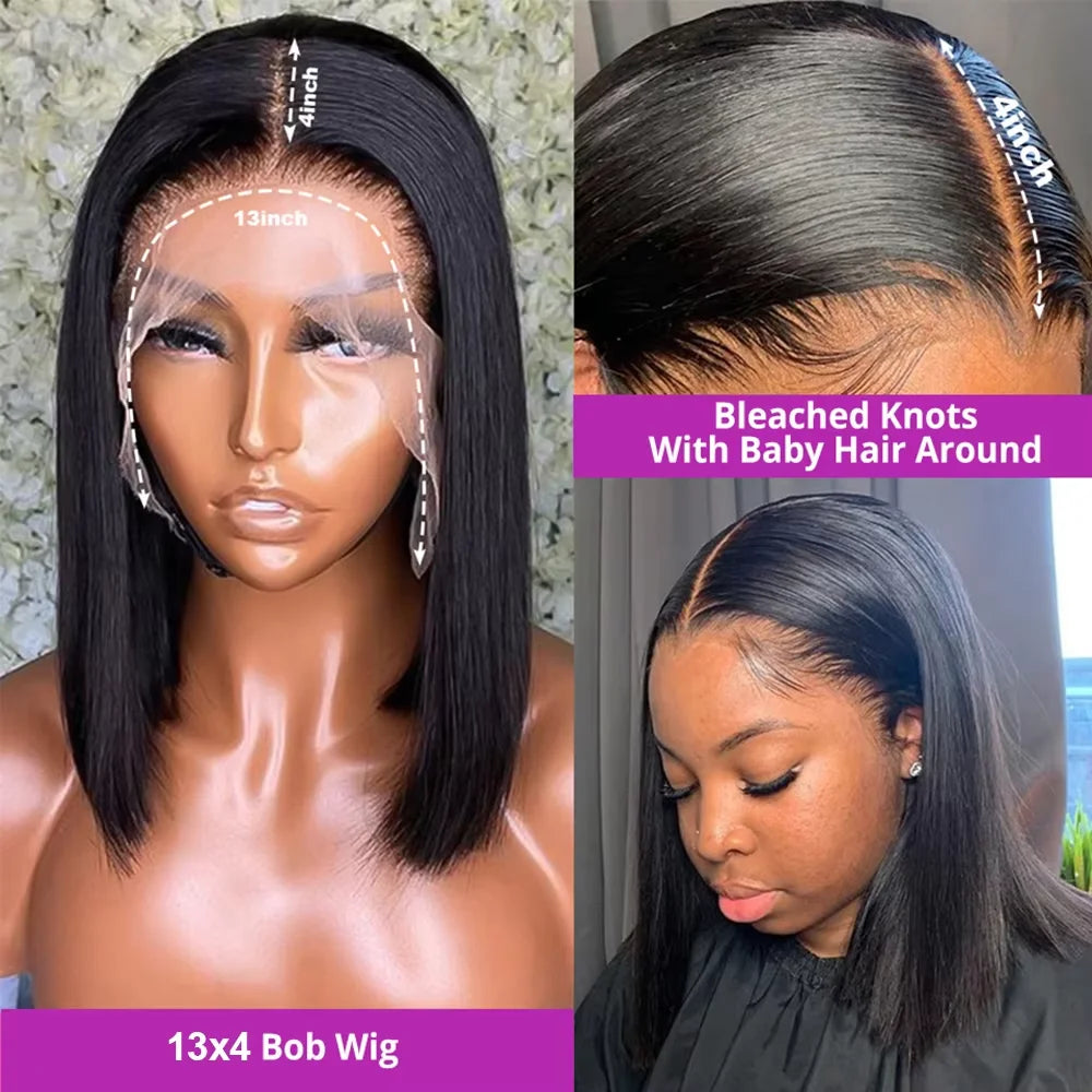 Bone Straight Human Hair 13x6 Lace Frontal Wigs Brazlian Transparent HD Bob Wigs 13x4 4x4 Lace Frontal Wigs For Women Preplucked