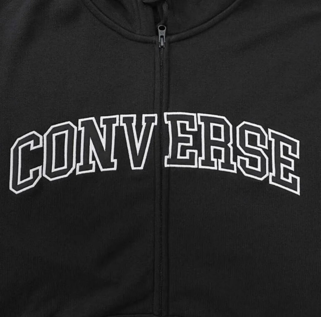 Converse Men's Sporty Casual Versatile Hooded Jacket, Black