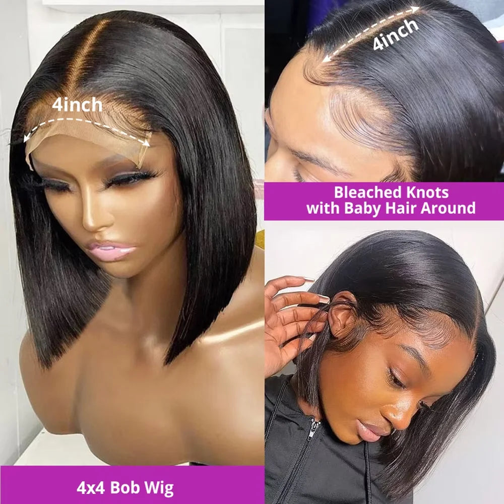 Bone Straight Human Hair 13x6 Lace Frontal Wigs Brazlian Transparent HD Bob Wigs 13x4 4x4 Lace Frontal Wigs For Women Preplucked