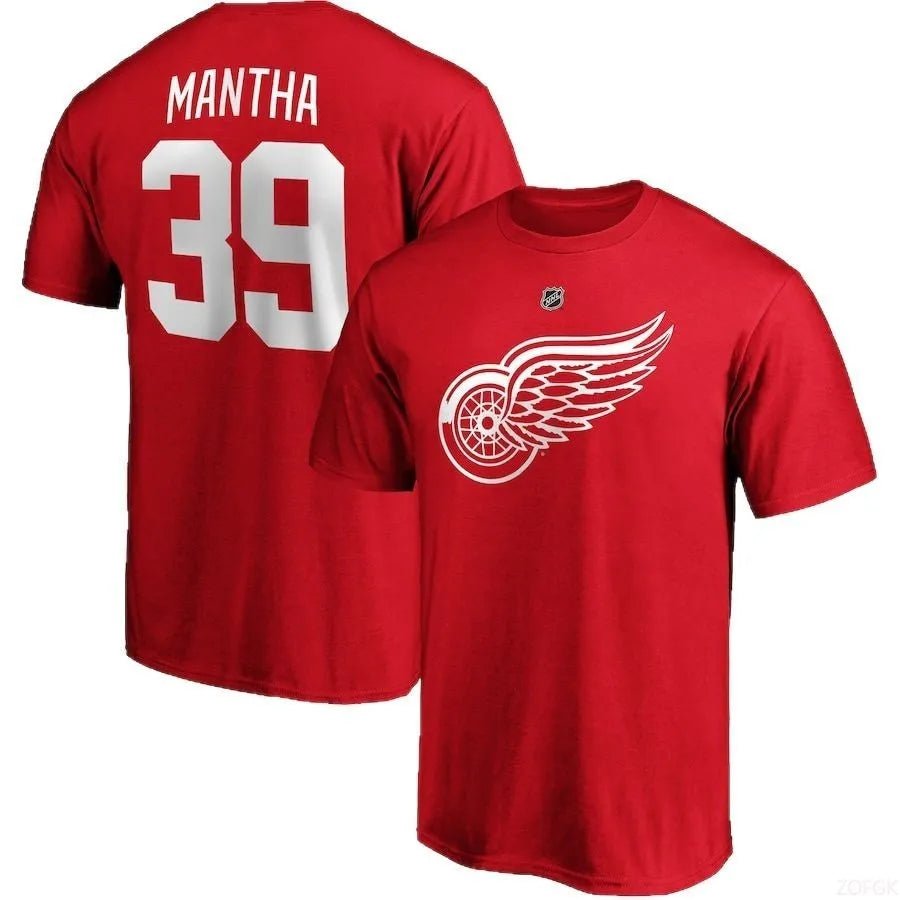 2025 New NHL Red Wing Ice Hockey T-shirt American Sports Loose Large T-shirt Short Sleeve