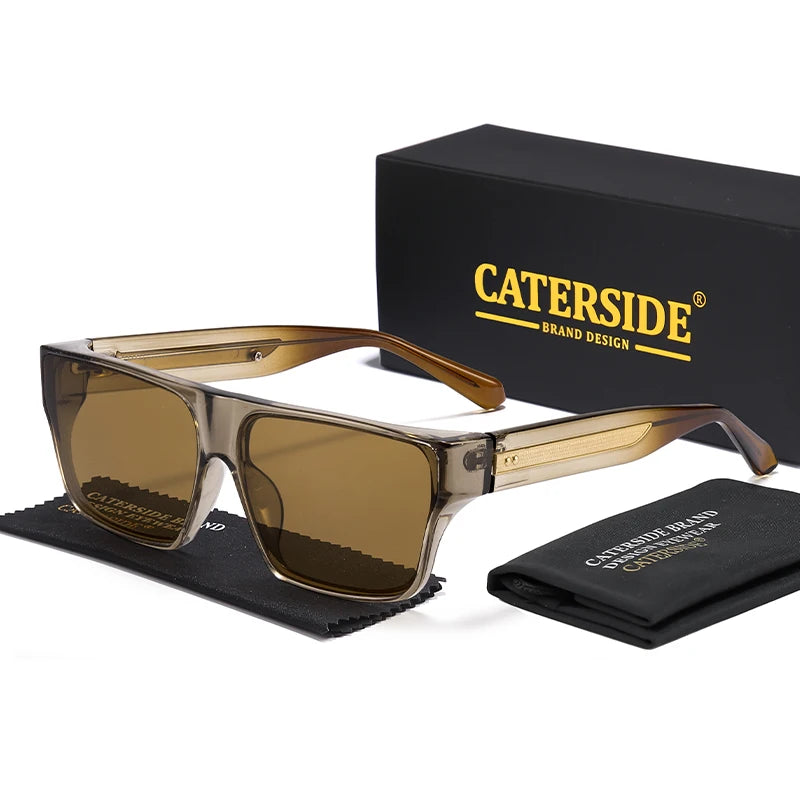 CATERSIDE Square Men's Sunglasses Luxurious Gold Temple Decoration Sun Glasses Fashion Women's Outdoor Travel Eyewear UV400