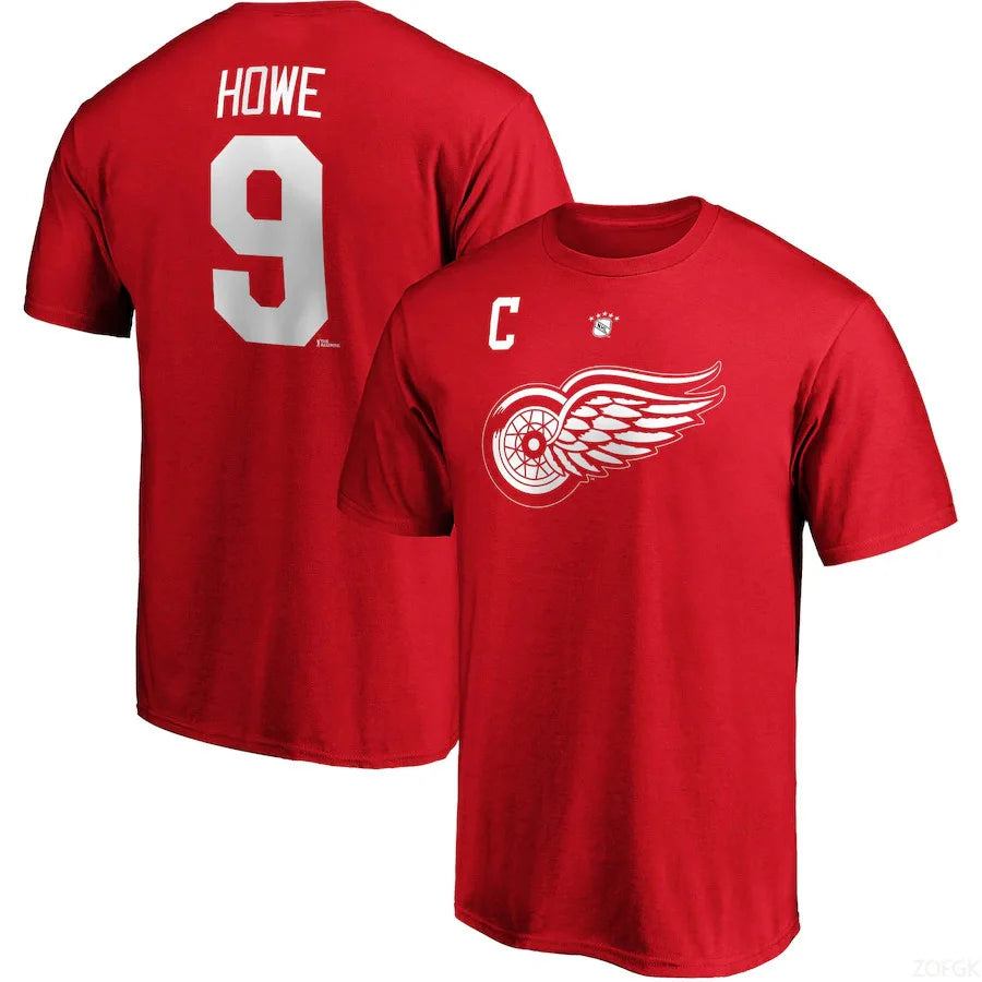 2025 New NHL Red Wing Ice Hockey T-shirt American Sports Loose Large T-shirt Short Sleeve
