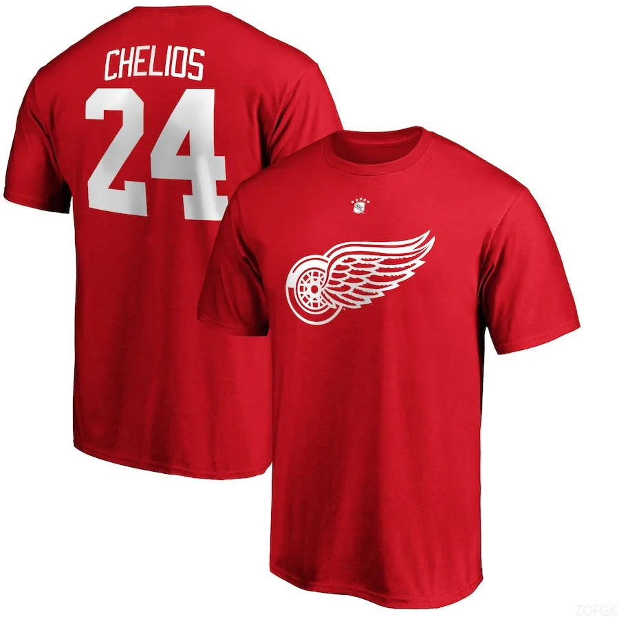 2025 New NHL Red Wing Ice Hockey T-shirt American Sports Loose Large T-shirt Short Sleeve
