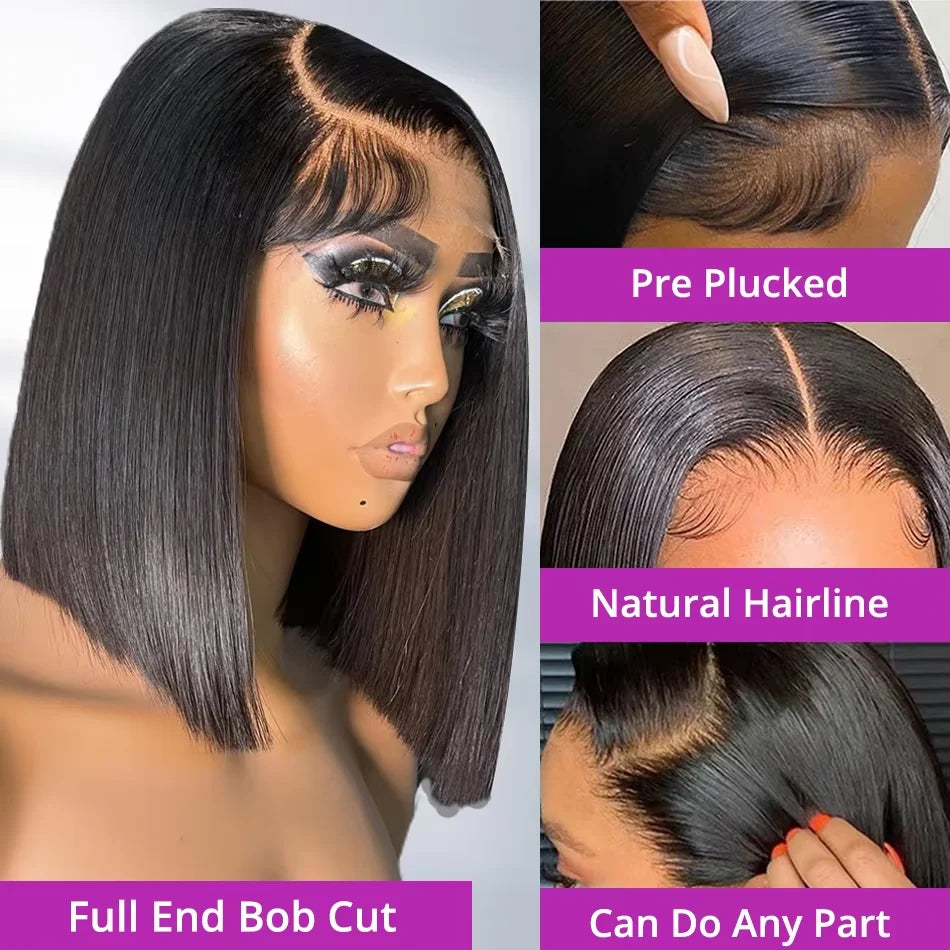 Bone Straight Human Hair 13x6 Lace Frontal Wigs Brazlian Transparent HD Bob Wigs 13x4 4x4 Lace Frontal Wigs For Women Preplucked