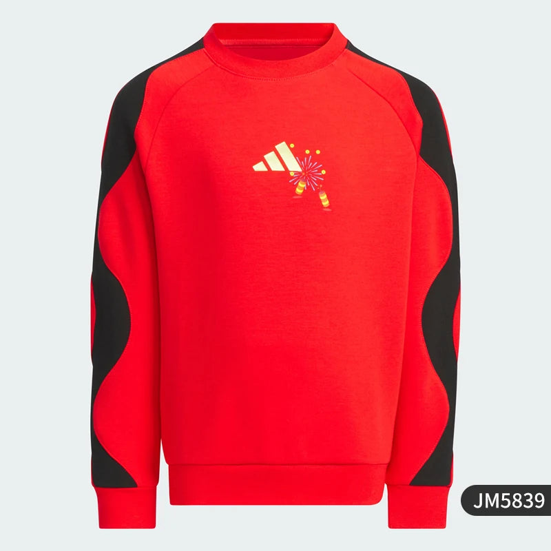 Adidas Official Genuine LK KN SWEAT Kids' Knitted Warm Round Neck Sweatshirt JM5839