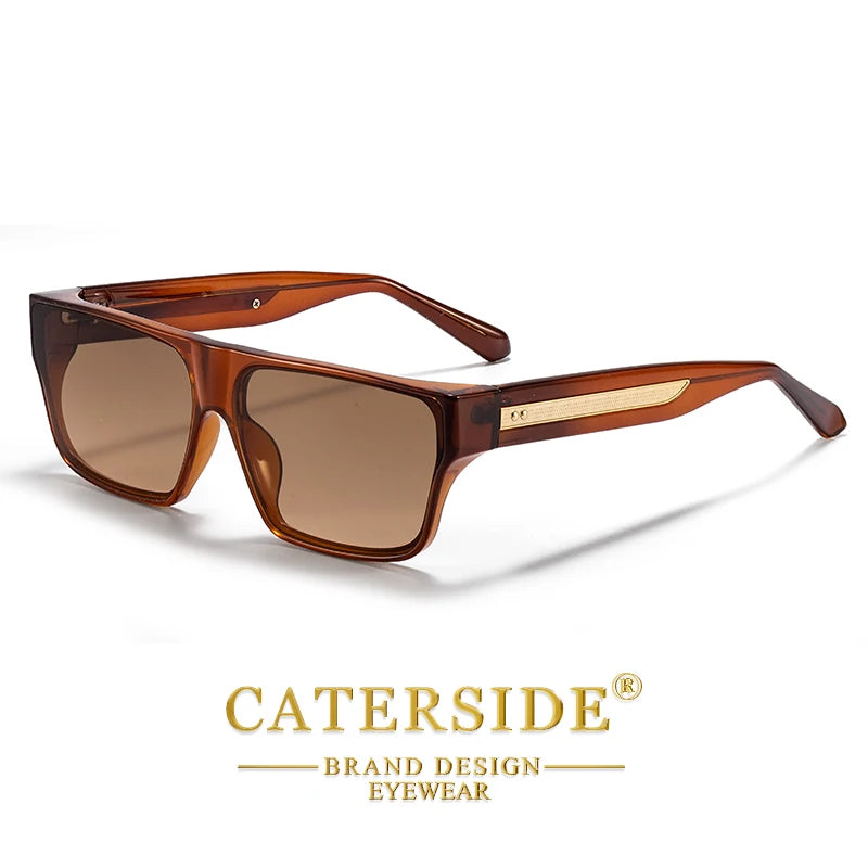 CATERSIDE Square Men's Sunglasses Luxurious Gold Temple Decoration Sun Glasses Fashion Women's Outdoor Travel Eyewear UV400