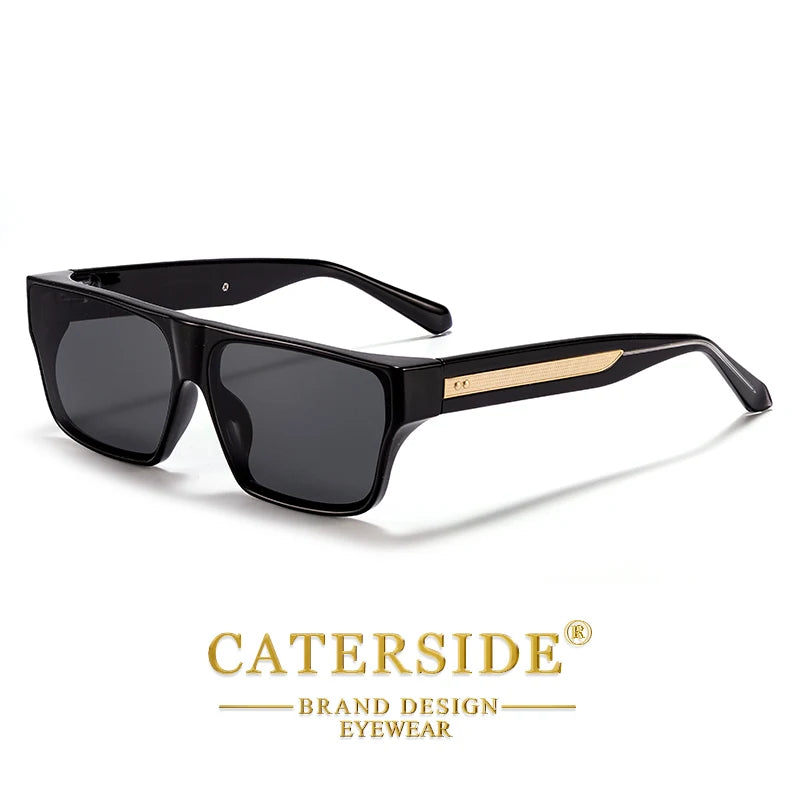 CATERSIDE Square Men's Sunglasses Luxurious Gold Temple Decoration Sun Glasses Fashion Women's Outdoor Travel Eyewear UV400