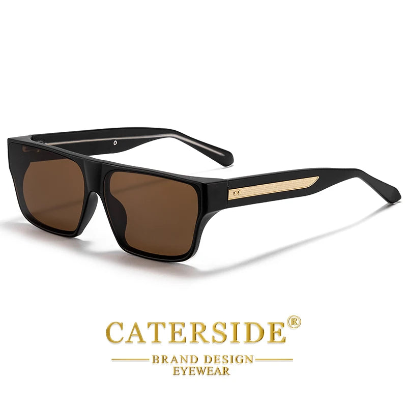 CATERSIDE Square Men's Sunglasses Luxurious Gold Temple Decoration Sun Glasses Fashion Women's Outdoor Travel Eyewear UV400