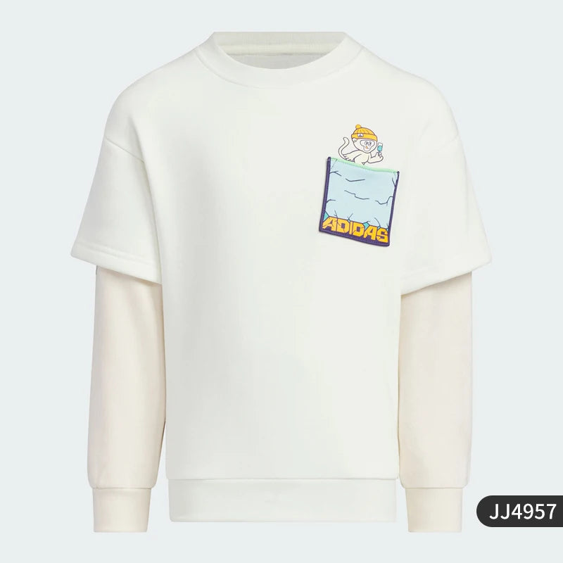 Adidas Official Genuine LK KN CREW Kids' Simple Loose Casual Sweatshirt JJ4957